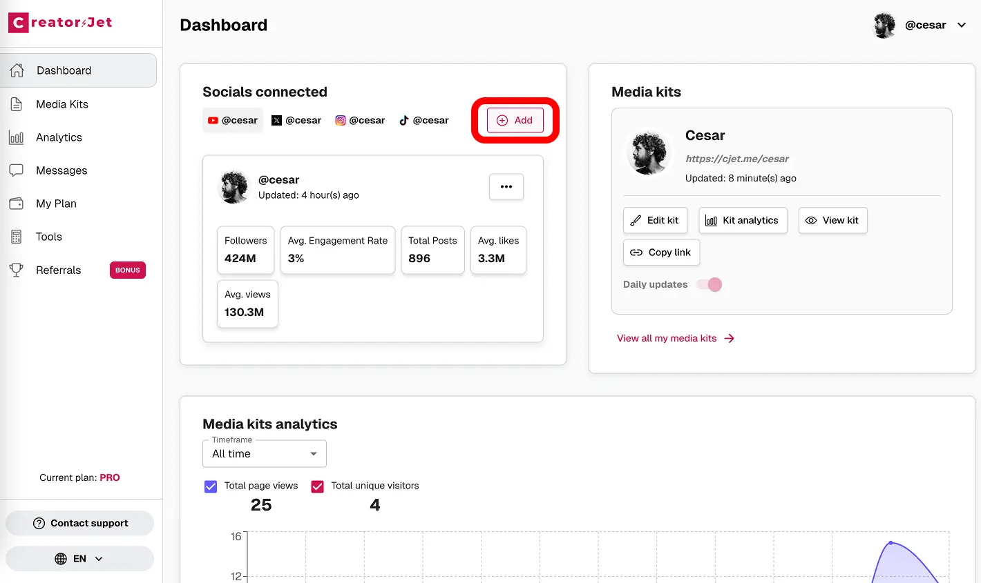 Connect your social accounts