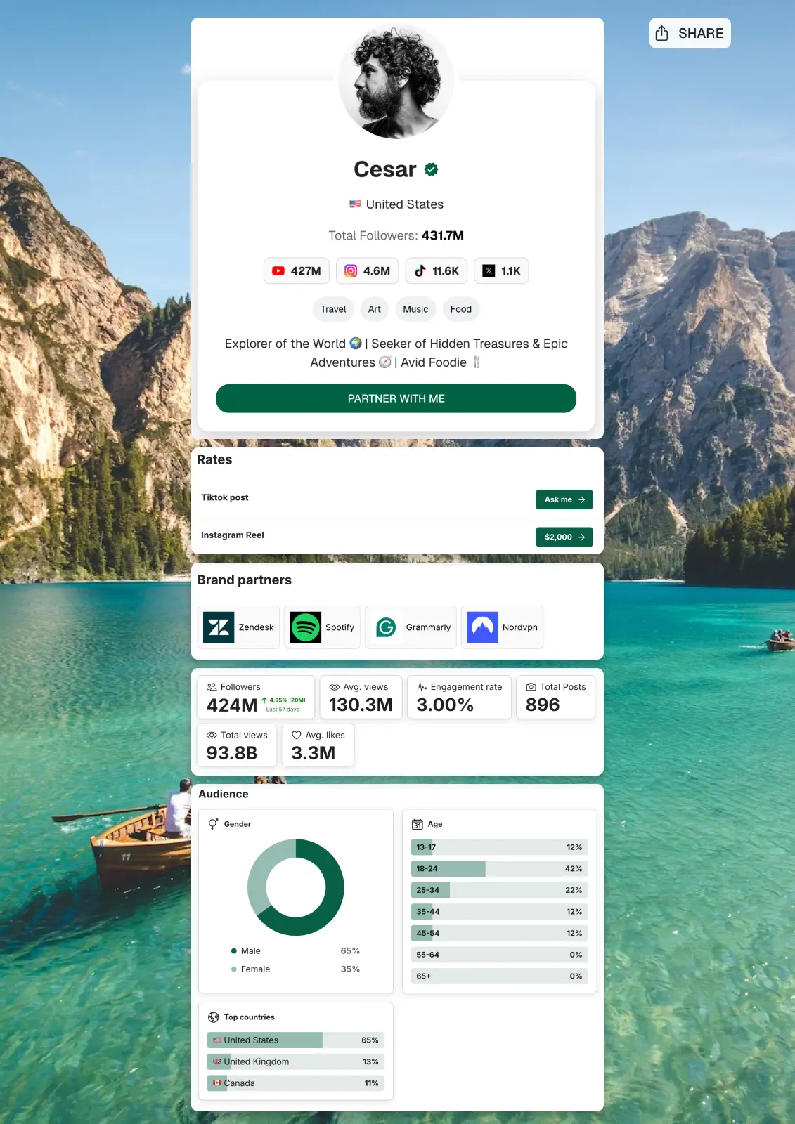 Facebook media kit preview
