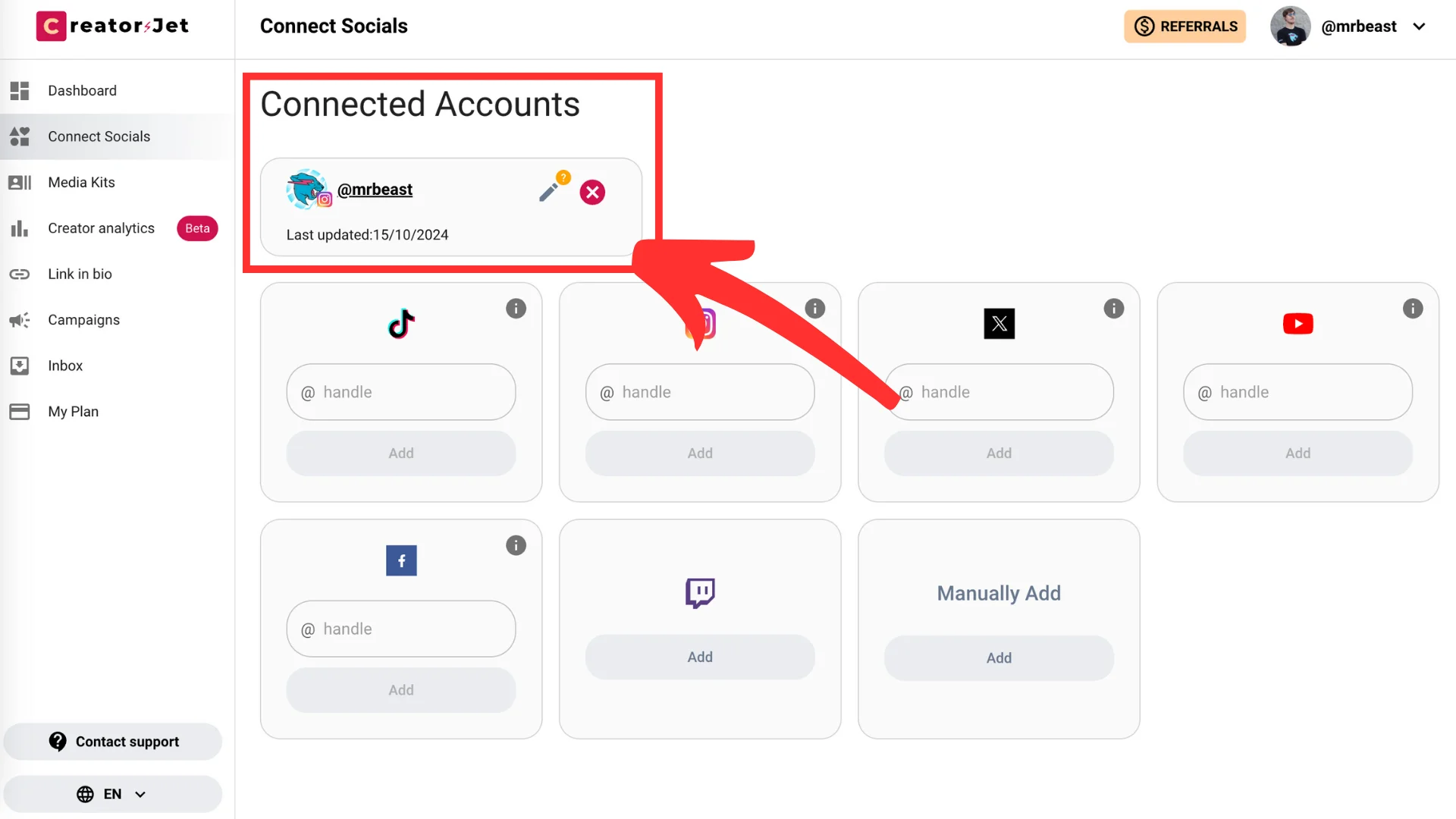 To add specific details about your audience, such as where they come from and their age or gender, click the edit icon alongside each connected account.